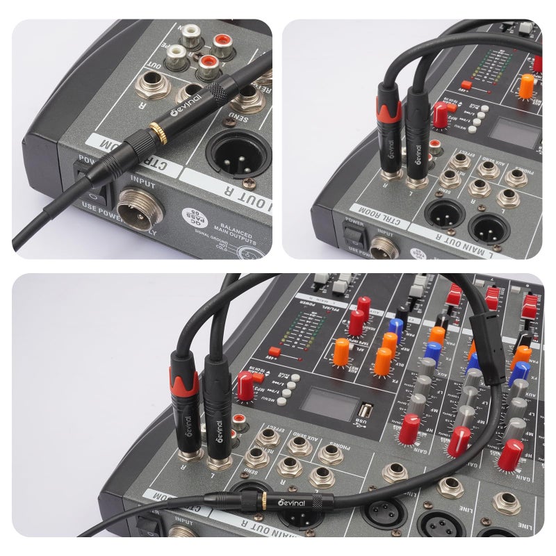 Devinal 3.5mm to Dual 1/4 Y Splitter Cable, 1/8" Female TRS to Dual 6.35mm TS Male Adapter, Female Mini Jack Stereo to 2 Quarter inch Mono Converter 1 feet - Image 5